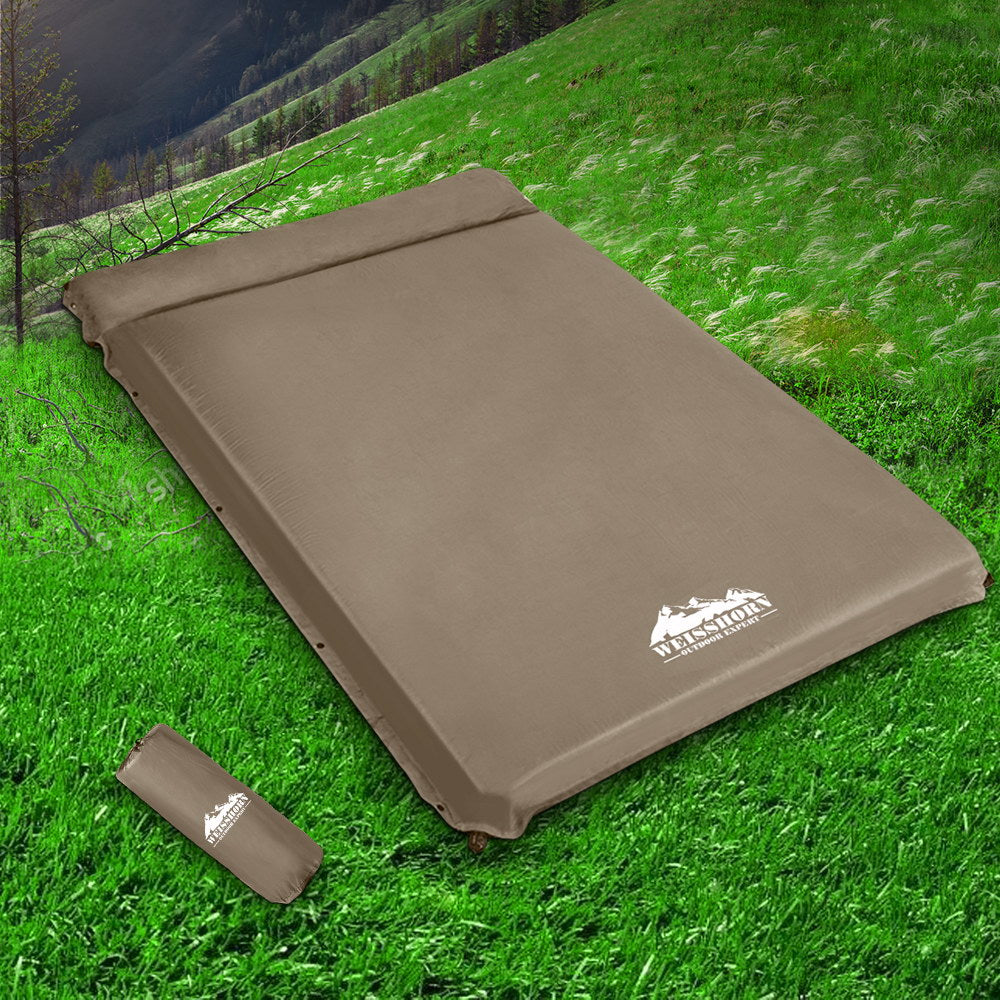 Weisshorn Double Size Self Inflating Mattress Mat 10CM Thick Coffee