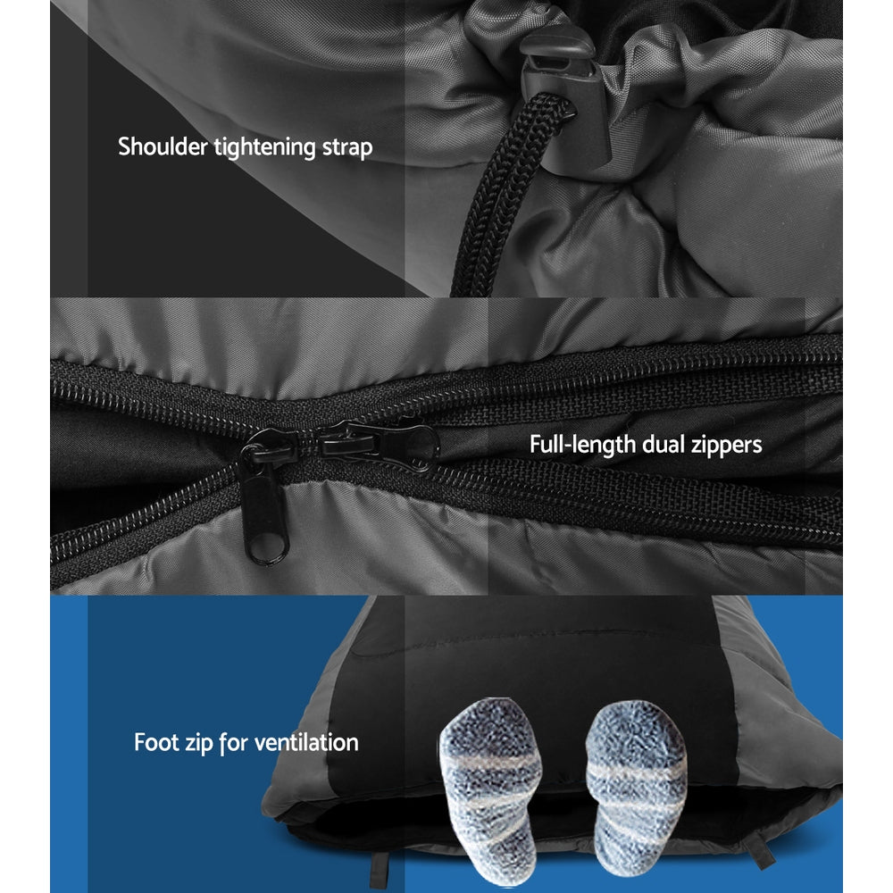 Weisshorn Sleeping Bag Camping Hiking Tent Winter Outdoor Comfort 0 Degree Navy